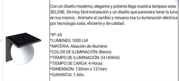 LAMPARA SOLAR SELENE - Image 2